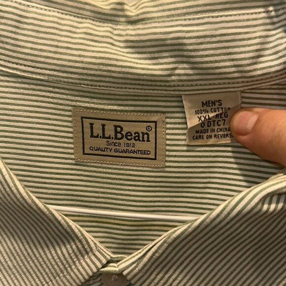 L.L. Bean Cotton Shirt - pale green stripes - XL - Picture 6 of 6